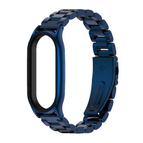 Металлический ремешок Mijobs на Mi Band 7 (синий, крупное плетение)