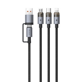 Кабель 6 in 1 Transparent Cable 100W 1,2m (чёрный)